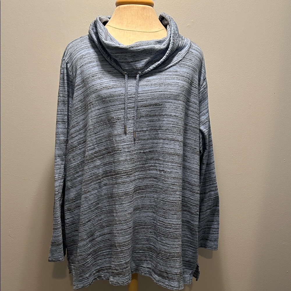 Kim Rogers Heathered blue/Gray Cowl Neck Shirt
